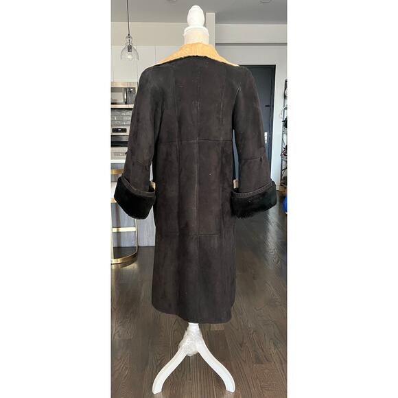 Vintage Abito Penny Lane Boho Coat Black Suede Calf Hair Trim Sz L -Fits M $810 - Picture 4 of 16